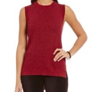 MICHAEL Michael Kors Red Metallic Knit Sleeveless Sweater Womens Size Medium NWT